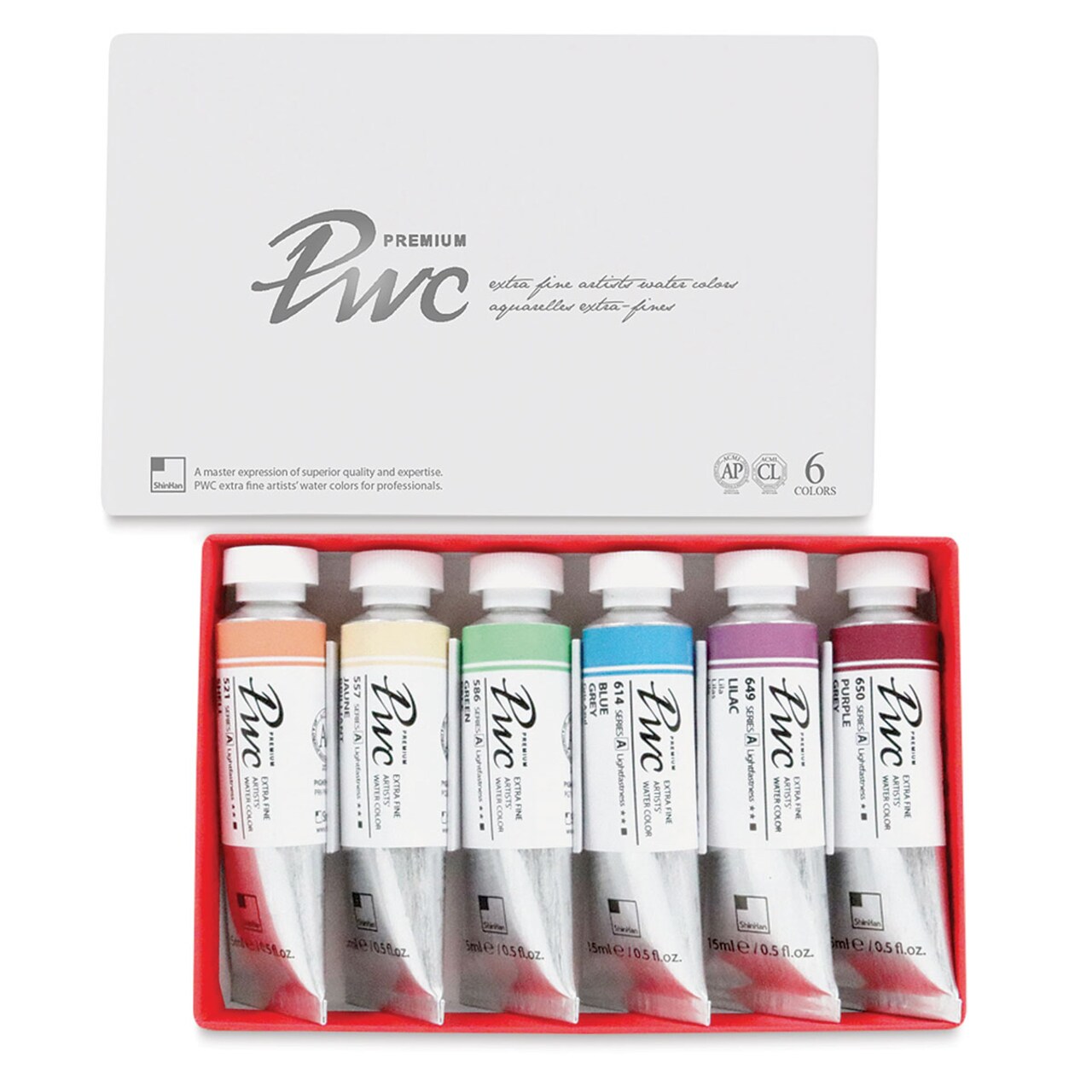 PWC Extra Fine Professional Watercolor - Set of 6, Tint A, Colors, 15 ml